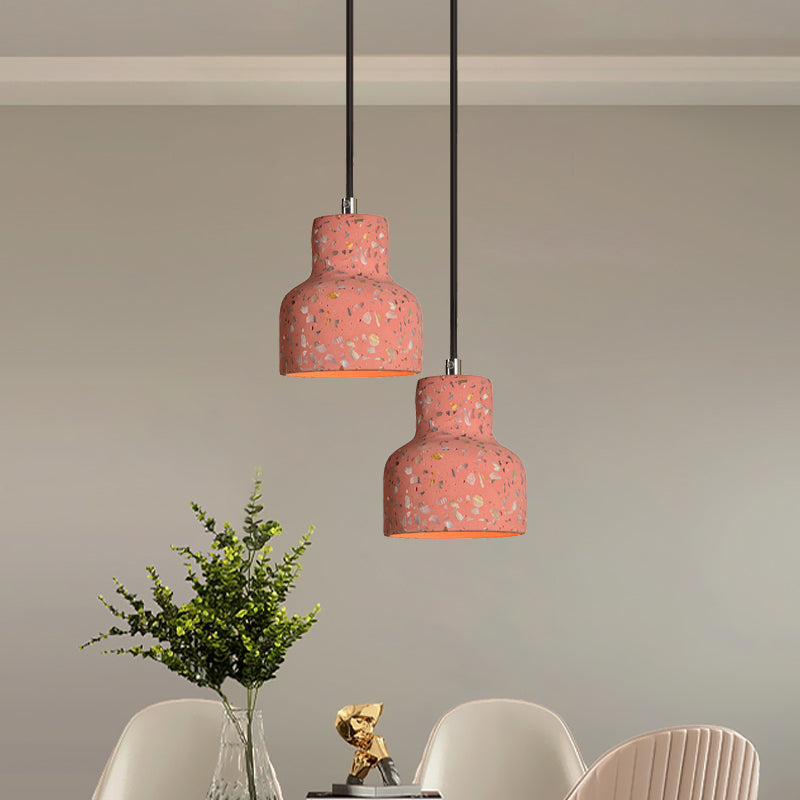 Terrazzo Cement Pendant Light with Adjustable Cord, Single Bulb Fixture for Kitchen Island, Entryway & Dining Room, Modern Industrial | Thomler