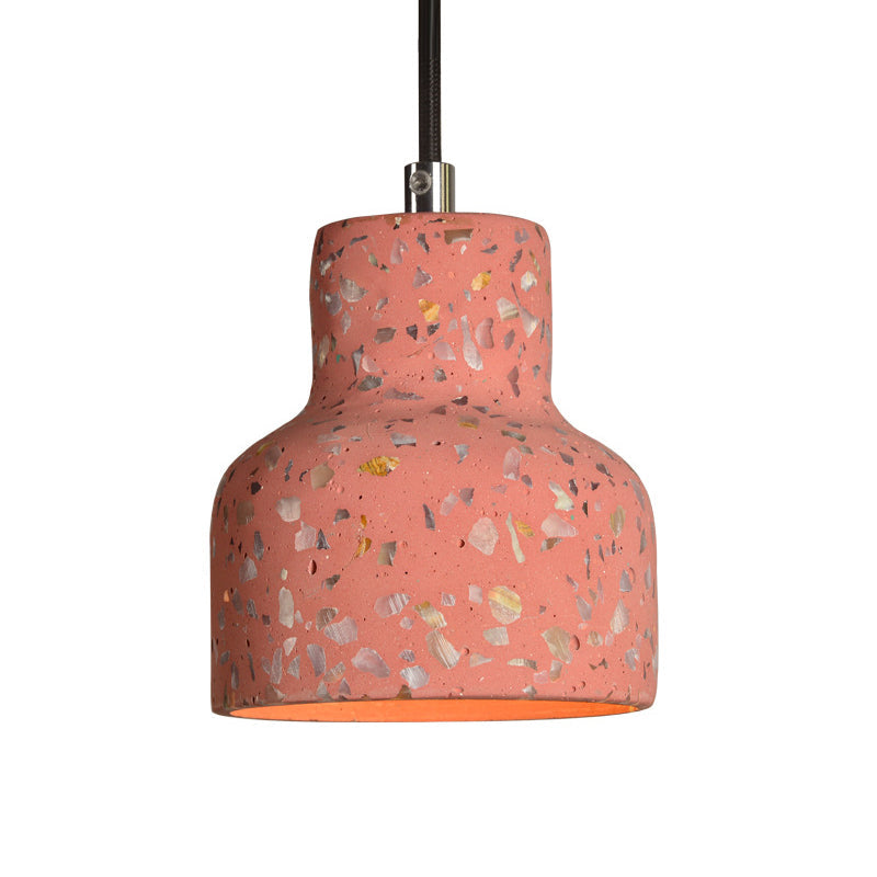 Terrazzo Cement Pendant Light with Adjustable Cord, Single Bulb Fixture for Kitchen Island, Entryway & Dining Room, Modern Industrial | Thomler