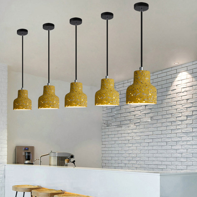 Terrazzo Cement Pendant Light with Adjustable Cord, Single Bulb Fixture for Kitchen Island, Entryway & Dining Room, Modern Industrial | Thomler