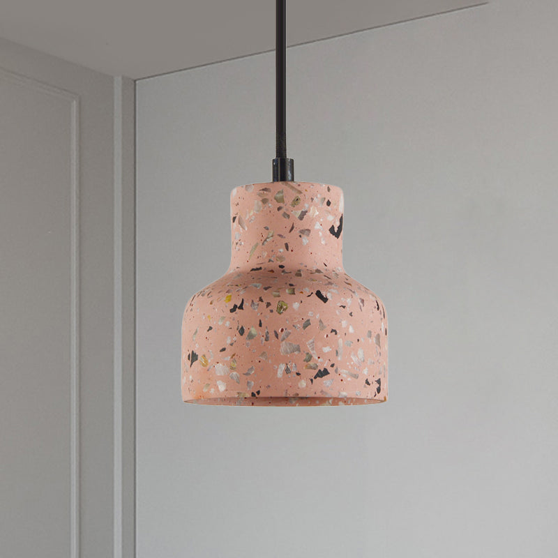 Terrazzo Cement Pendant Light with Adjustable Cord, Single Bulb Fixture for Kitchen Island, Entryway & Dining Room, Modern Industrial | Thomler