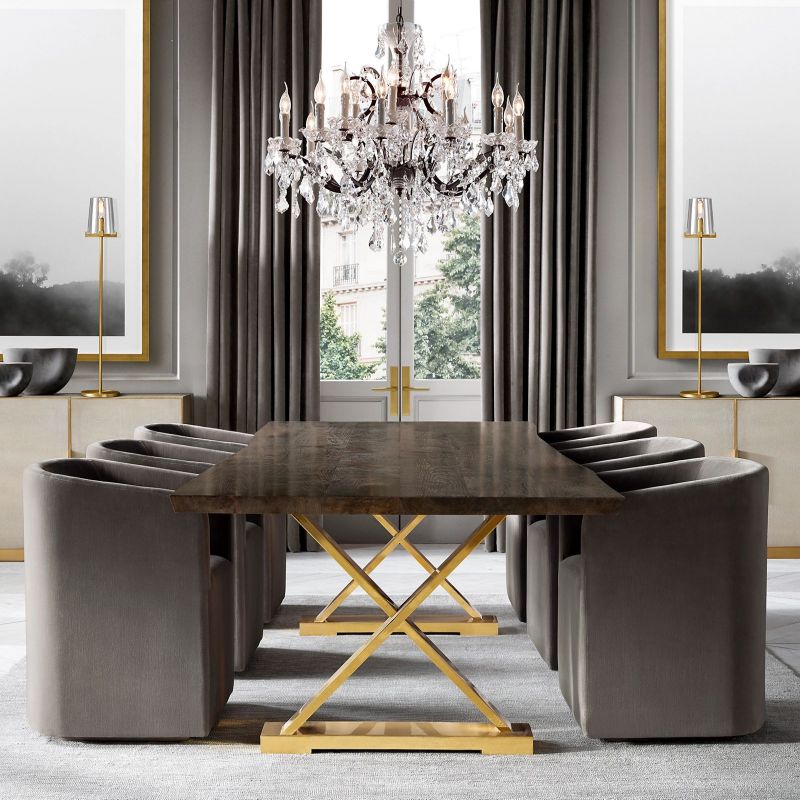 Crystal Chandelier 28 Inch Round 12-Light Vintage Style for Dining Room Foyer Living Room Hardwired Pendant Light Fixture | Thomler