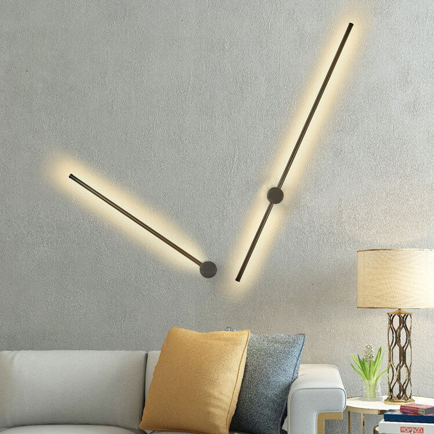 Wall Lamp Aluminium LED 80.0 cm Black Bedroom Hallway Minimalist Linear Mood Lighting Fixture | Thomler