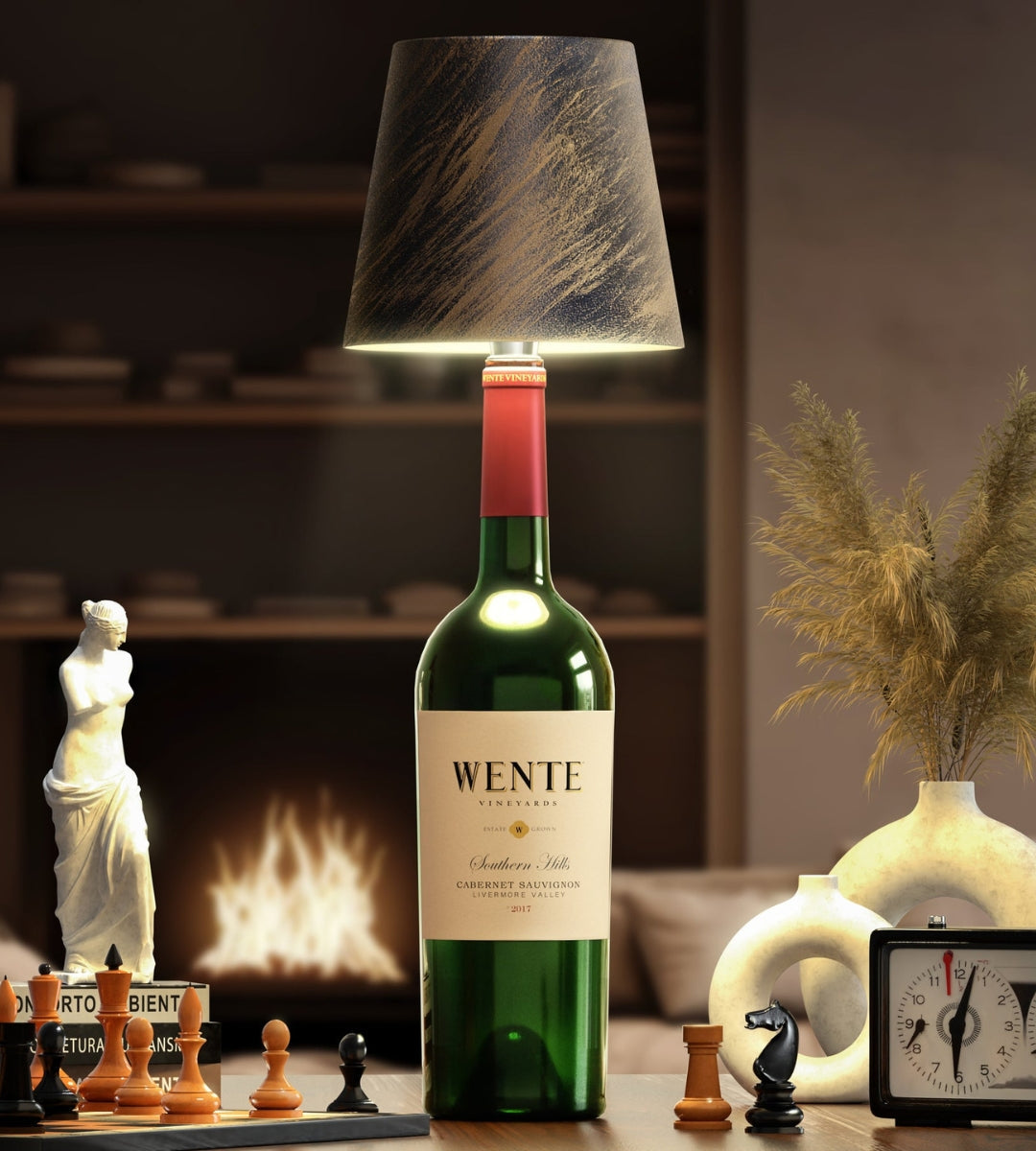 Rechargeable LED Bottle Lamp Adapter for Wine Bottles & Decorative Glass | Cordless Ambient Light Base for Home Decor & Dining | Thomler