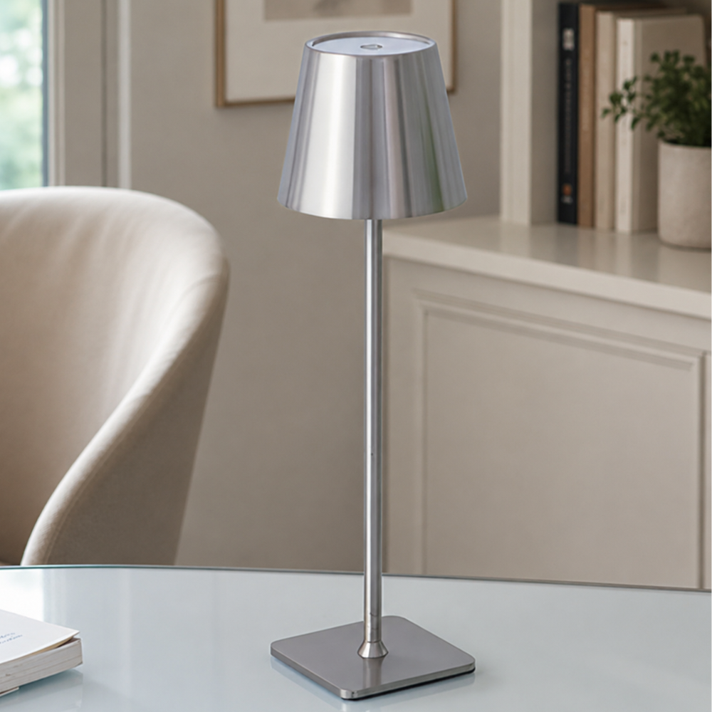 Cordless Touch Dimmable LED Metal Accent Lamp for Indoor & Patio Use – Rechargeable Portable Light | Thomler