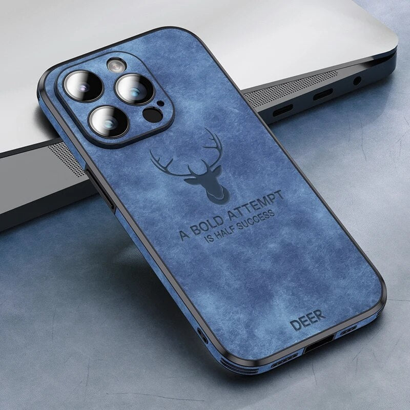 Genuine Suede iPhone Case with Camera Protection & Shock-Absorbing Silicone Liner for iPhone 12-17 | Thomler