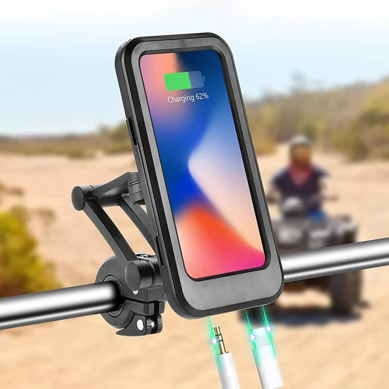 Waterproof Bike Phone Mount with 5000mAh Power Bank USB Charging Handlebar Holder for Smartphones 4.5-6.8 Inches Touch Screen Compatible Mot | Thomler