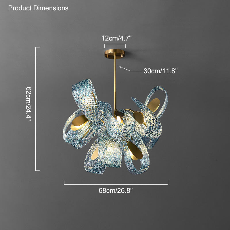 Chandelier Art Glass 19 Lights 95W Blue Peacock Dining Room Living Room Statement Lighting | Thomler