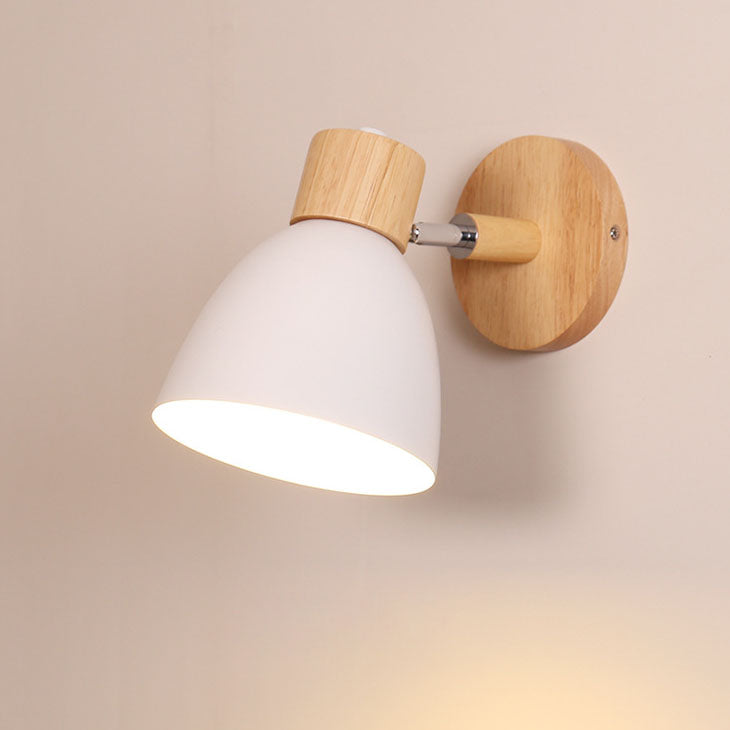 Wall Lamp Iron Wood 5.9 in Modern Bedroom Bedside Lighting Fixture E26 Hardwired Living Room Study Light | Thomler