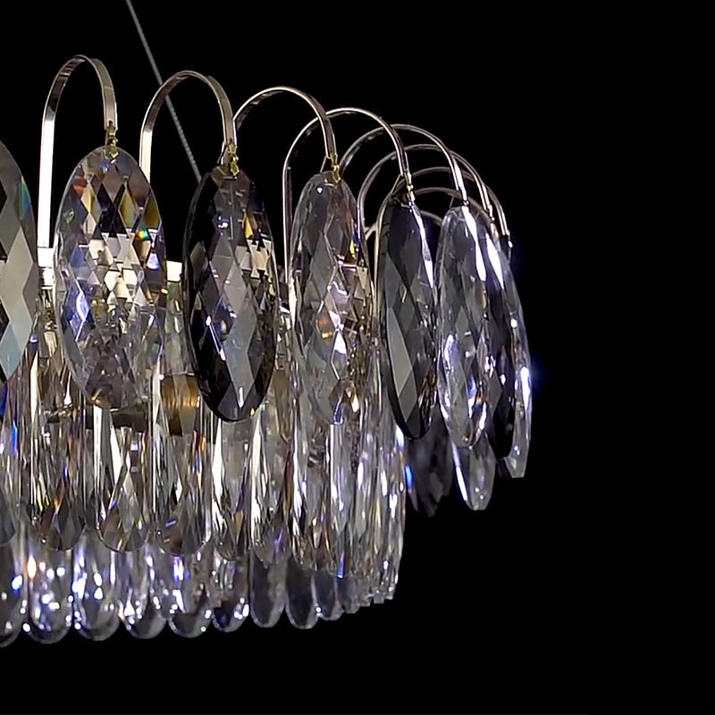 Dimmable Crystal Chandelier for Dining Room & Living Room – Adjustable Chain, Faceted Prisms, Multiple Sizes – Round & Rectangle | Thomler