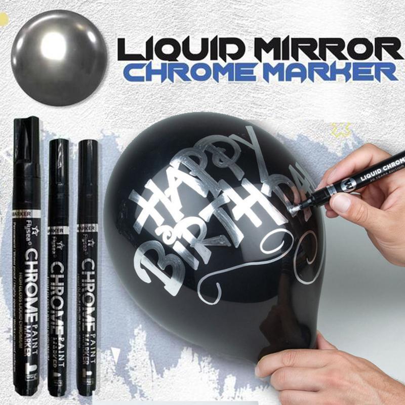 Reflective Chrome Ink Art Pen – Ultra-Glossy Metallic Writing Marker for Crafts, Glass, Plastic & More – 3 Tip Sizes Available | Thomler