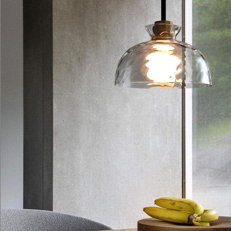 Pendant Light Glass Wood E26 27.0 cm Transparent Dining Room Kitchen Island Hanging Ceiling Lamp | Thomler