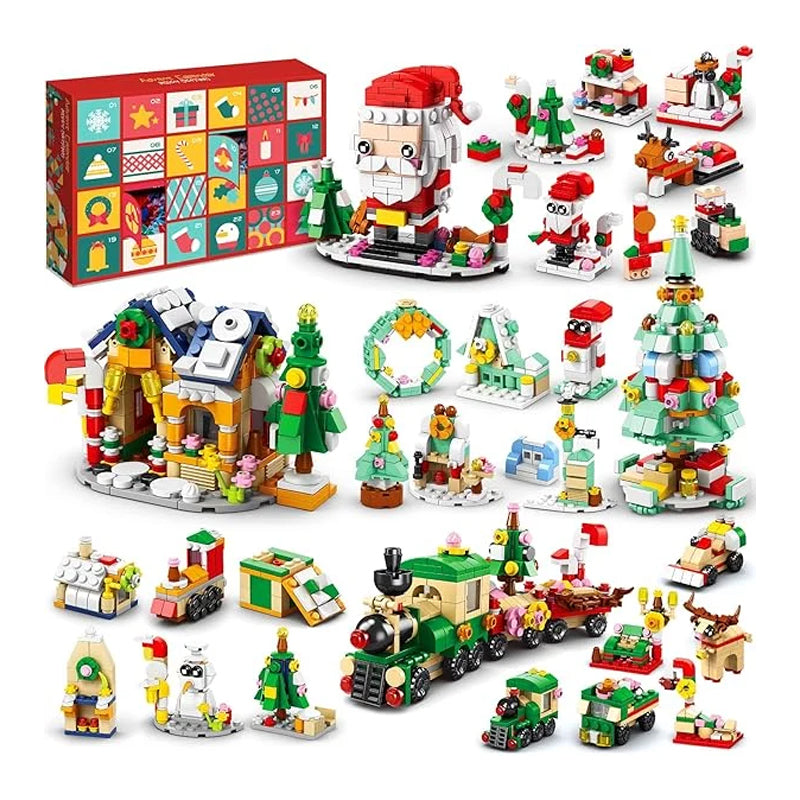Holiday Countdown Building Block Advent Calendar for Kids 24 Days Creative Construction Surprise Set Daily Holiday Model Activity STEM | Thomler