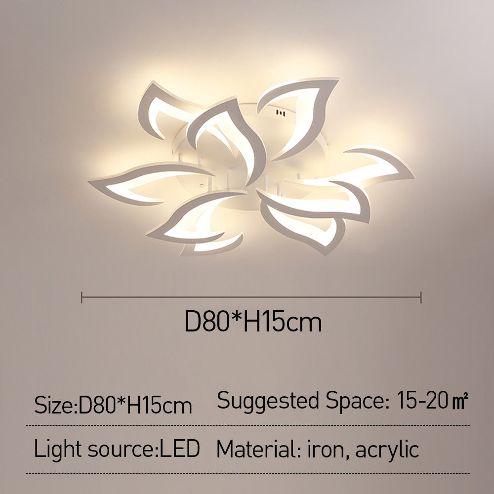 Ceiling Lamp Metal Acrylic 55.0 cm Black LED Living Room Bedroom Floral Flush Mount Lighting | Thomler