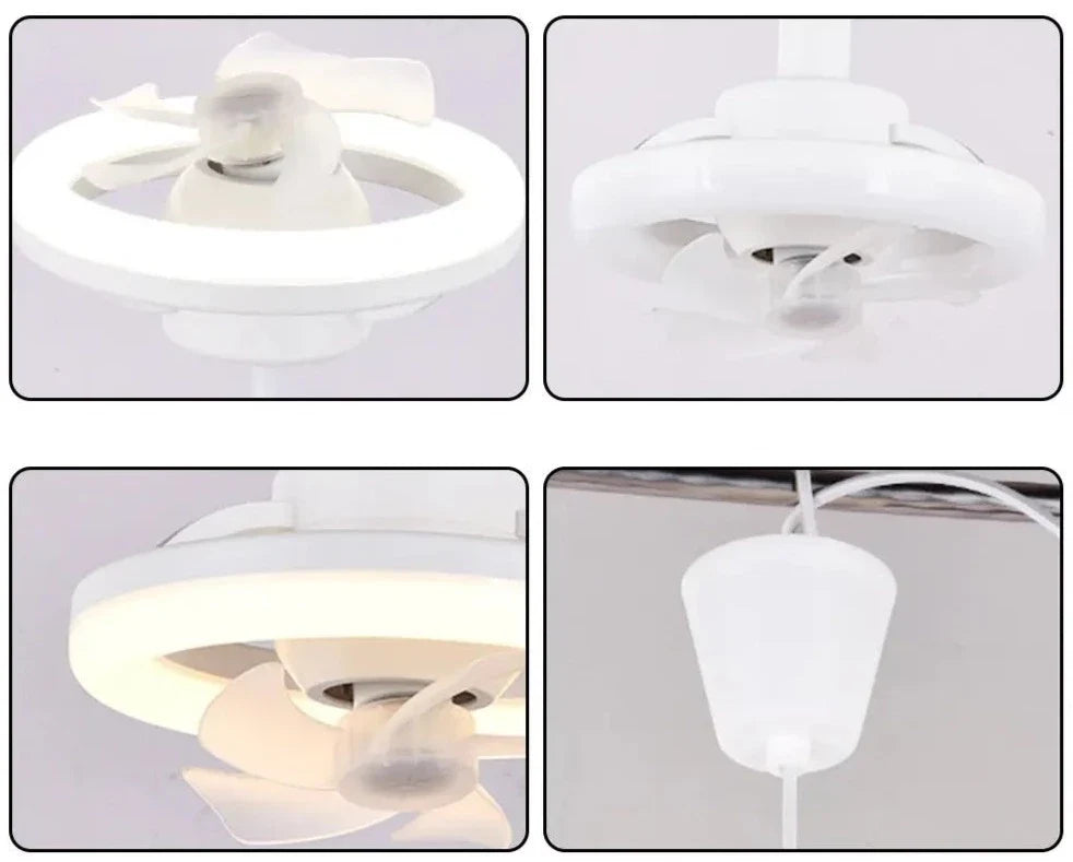 E27 Ceiling Fan Light with Remote, Adjustable Airflow & LED Dimming, 360° Rotation for Living Room, Bedroom | Thomler
