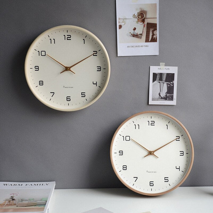 Minimalist Wooden Wall Clock for Living Room & Office – Silent Quartz Movement – Natural Wood Finish | Thomler