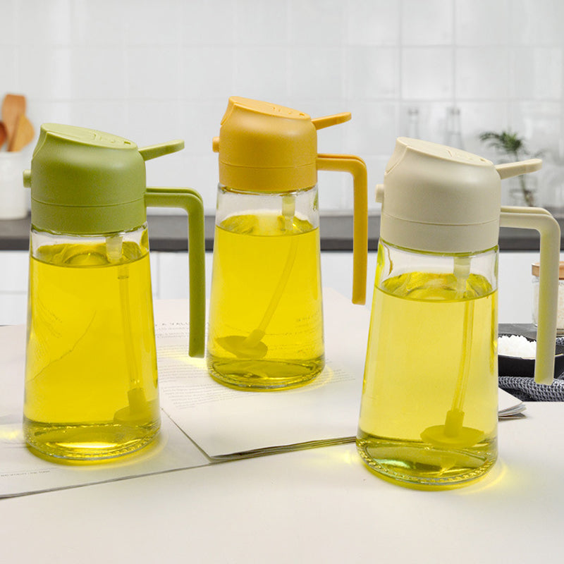 Glass Oil Mister and Pouring Bottle for Cooking – Dual-Function Sprayer with Wide Mouth, 16 oz Capacity – Leak-Proof Kitchen Dispenser for | Thomler