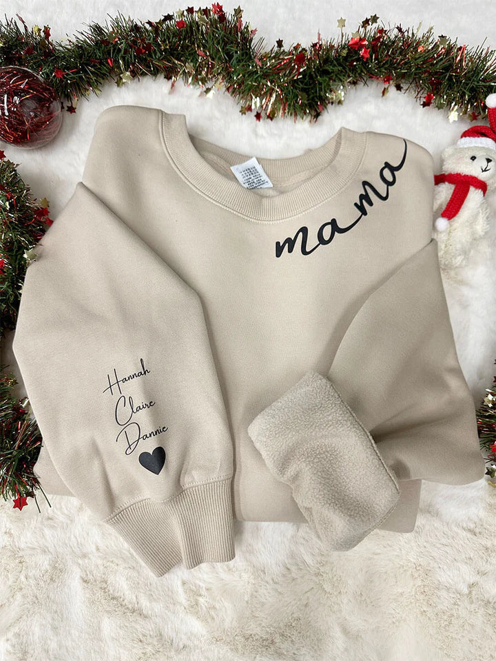 Personalized Parent Hoodie with Custom Kids Names on Sleeves for Mom or Dad | Embrace Family Sweatshirt Gift | Cozy Cotton Blend Pullover | Thomler