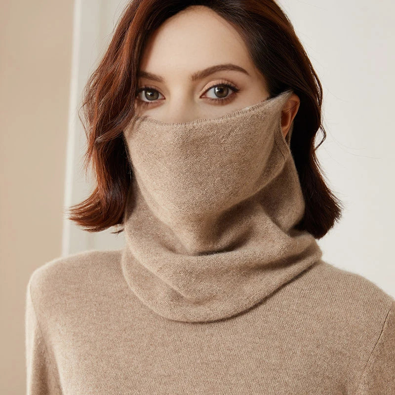 Soft Wool Neck Warmer with Pullup Coverage for Women | Cold Weather Face Guard & Ear Protector | Thomler