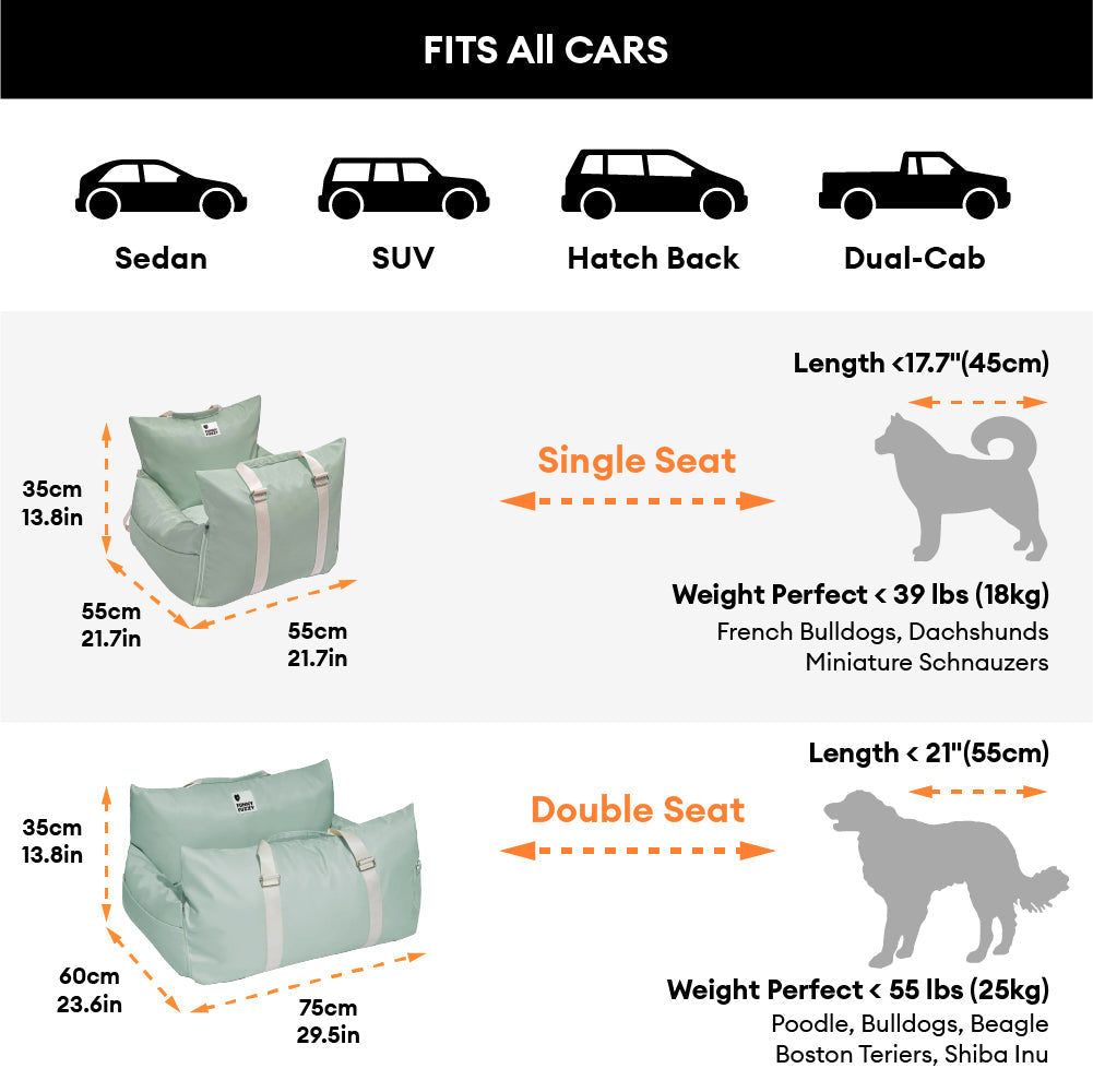 Padded Dog Car Seat Booster with Safety Harness & Side Bolsters – Waterproof Washable Pet Travel Carrier for Cars, SUVs & Travel | Thomler