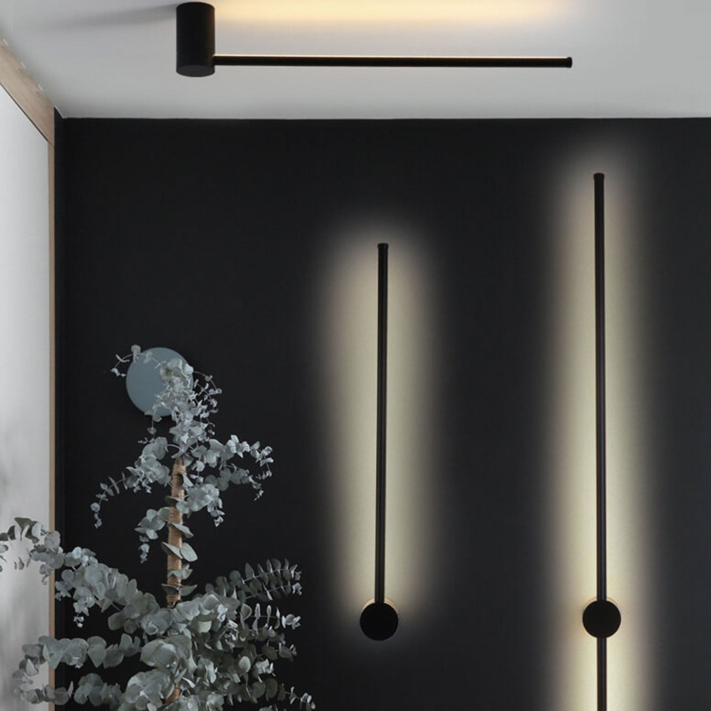 Wall Lamp Aluminium LED 80.0 cm Black Bedroom Hallway Minimalist Linear Mood Lighting Fixture | Thomler