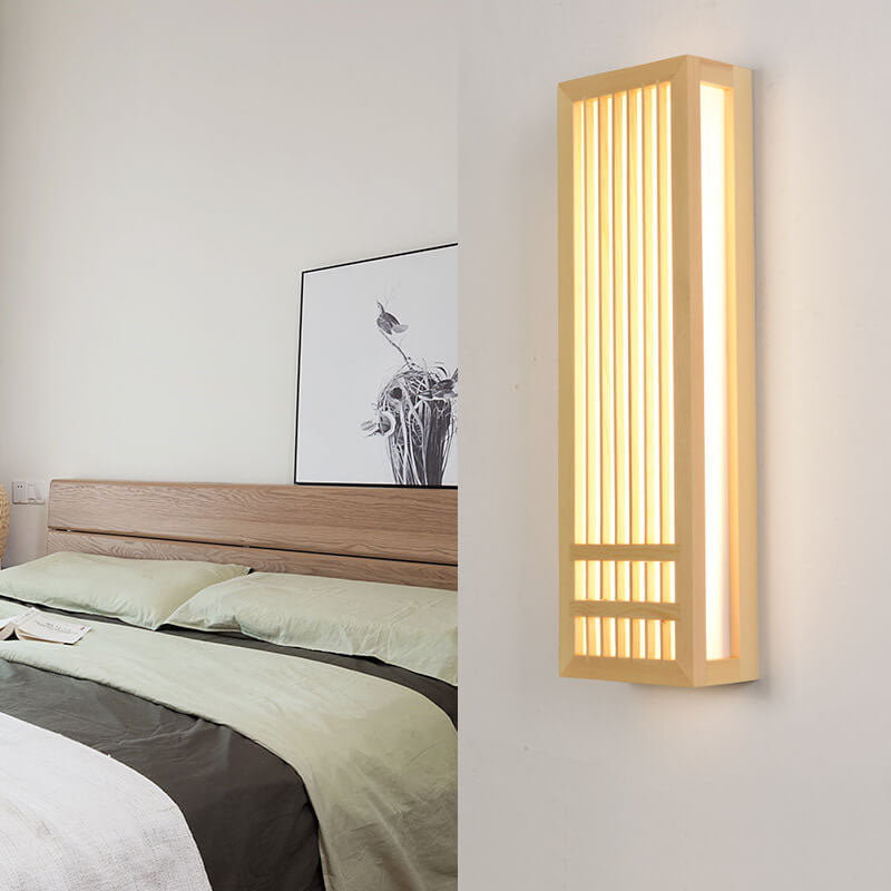 Wall Lamp Wood Acrylic 11.8 in LED Beige Bedroom Living Room Modern Sconce Lighting Fixture Indoor Decor | Thomler