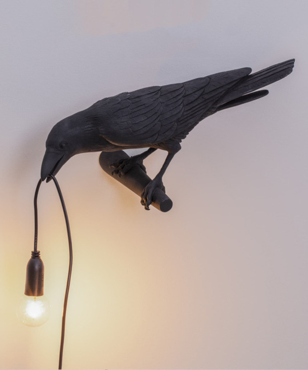 Raven Sculpture Table Lamp with Bulb Holder – Decorative Bird Accent Light for Living Room, Bedroom & Office Spaces | Thomler