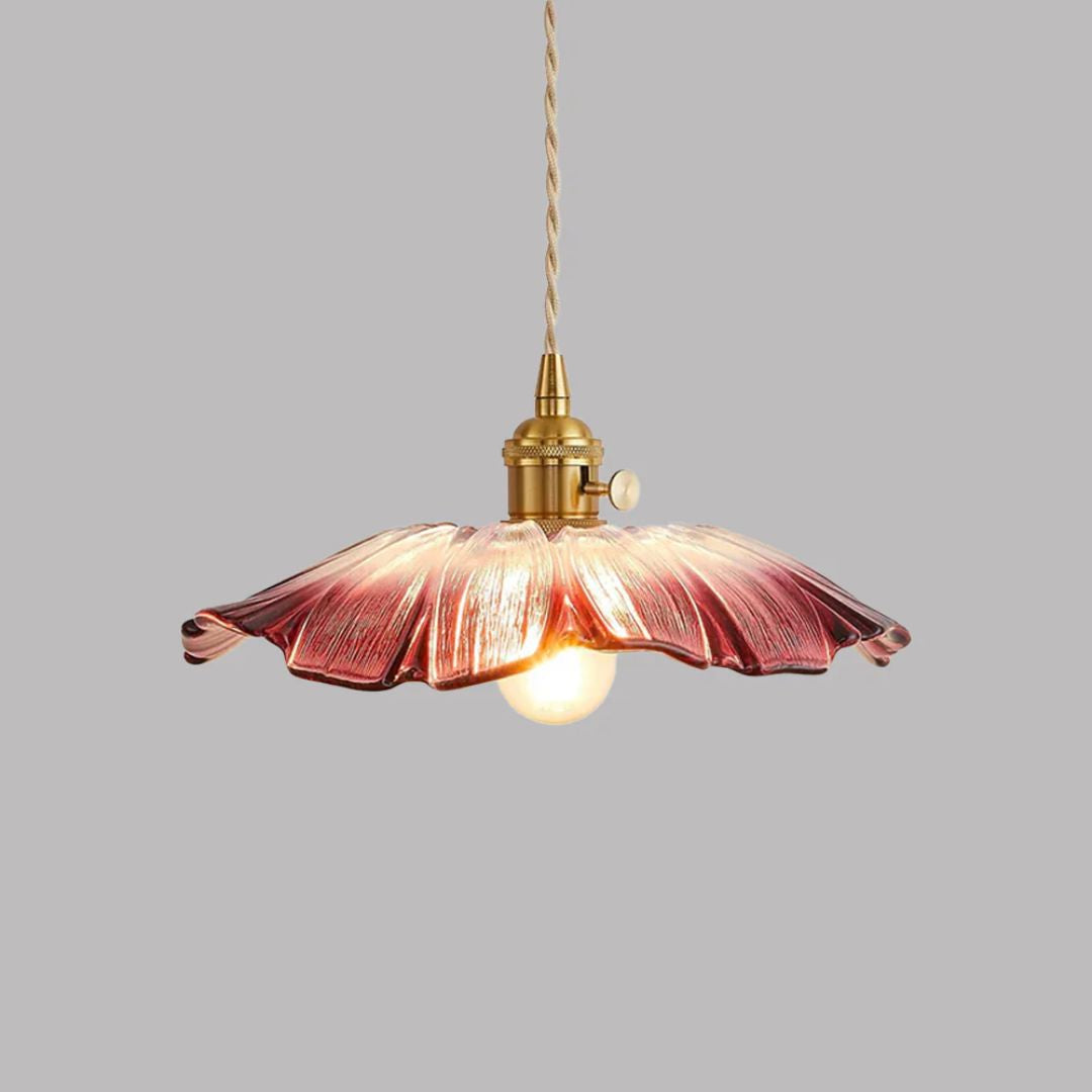 Pendant Light Ribbed Glass 28.0 cm Deep Red Dining Table Hanging Ceiling Lamp Vintage Hallway Lighting E27 | Thomler