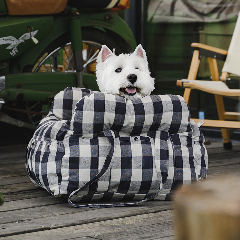 Dog Car Seat Booster Bed for Large Pets – Portable Travel Carrier with Shoulder Strap, Washable Cotton Cushion for SUV Truck Sedan – Safe | Thomler