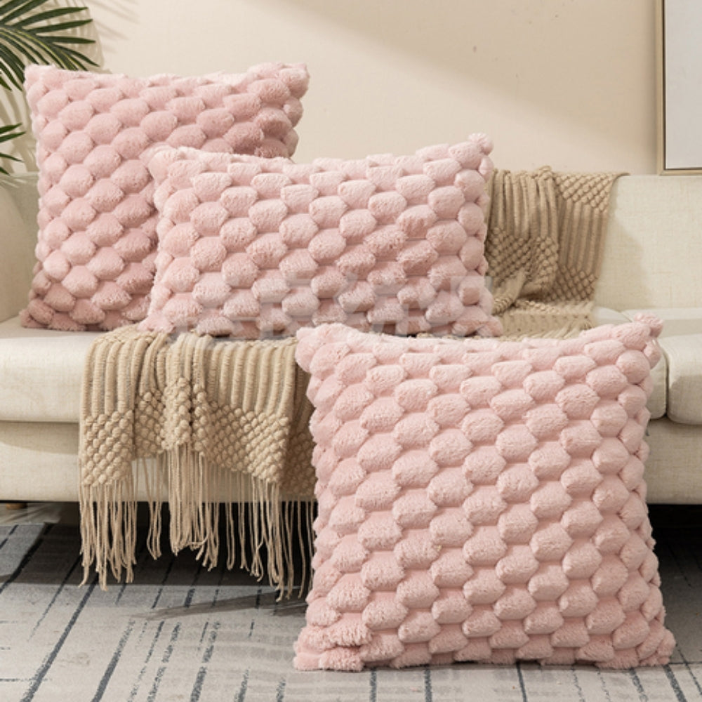 Cushion Cover Cotton Polyester 3D Texture Pink Sofa Bedroom Decorative Throw Pillow Case Scandinavian Style | Thomler