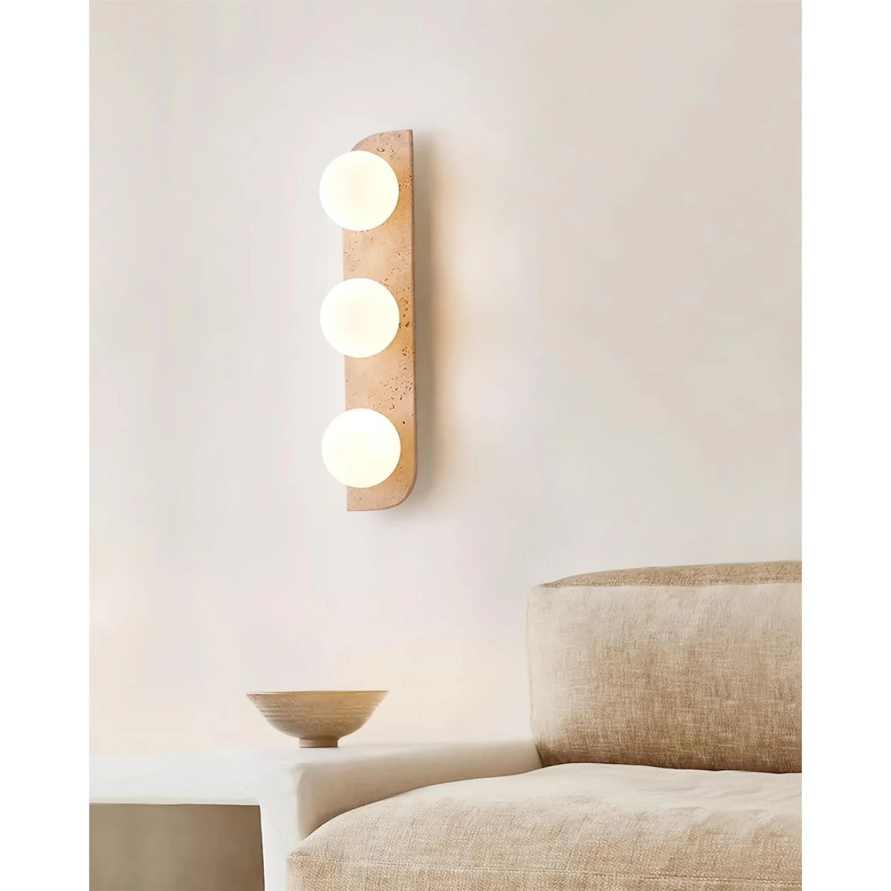 Wall Lamp Travertine Glass G9 Beige Living Room Hallway Bathroom Minimalist Japandi Ambient Lighting | Thomler