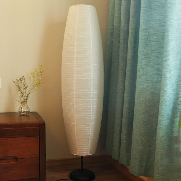 Floor Lamp Paper Shade 53.9 in Two Light White Black Bedroom Living Room Modern Standing Lighting | Thomler