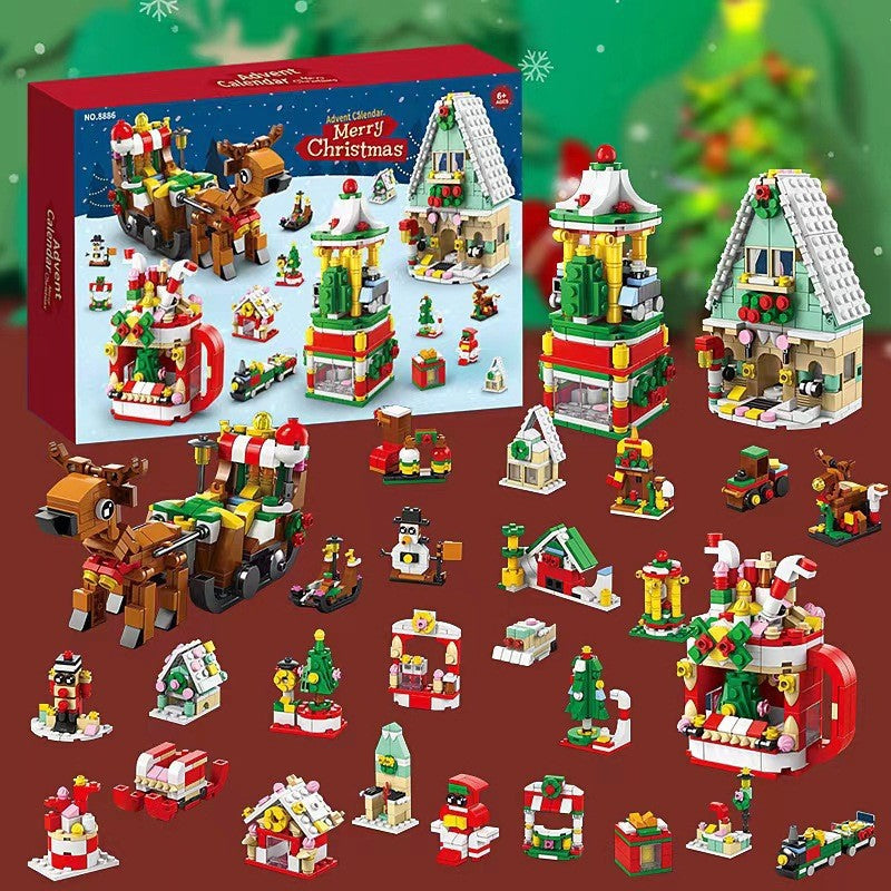 Holiday Countdown Building Block Advent Calendar for Kids 24 Days Creative Construction Surprise Set Daily Holiday Model Activity STEM | Thomler