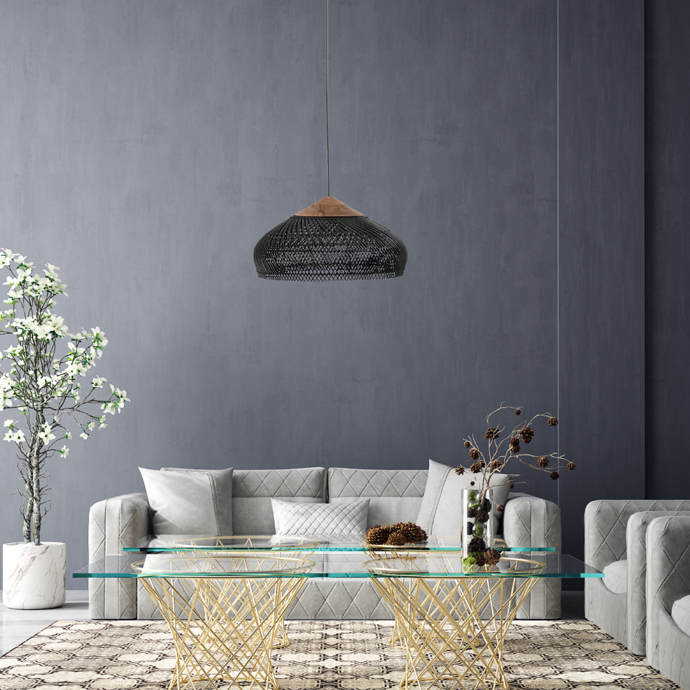 Pendant Light Rattan Woven 23.6 in Natural Dining Room Kitchen Island Hanging Ceiling Lamp Boho Farmhouse Lighting | Thomler