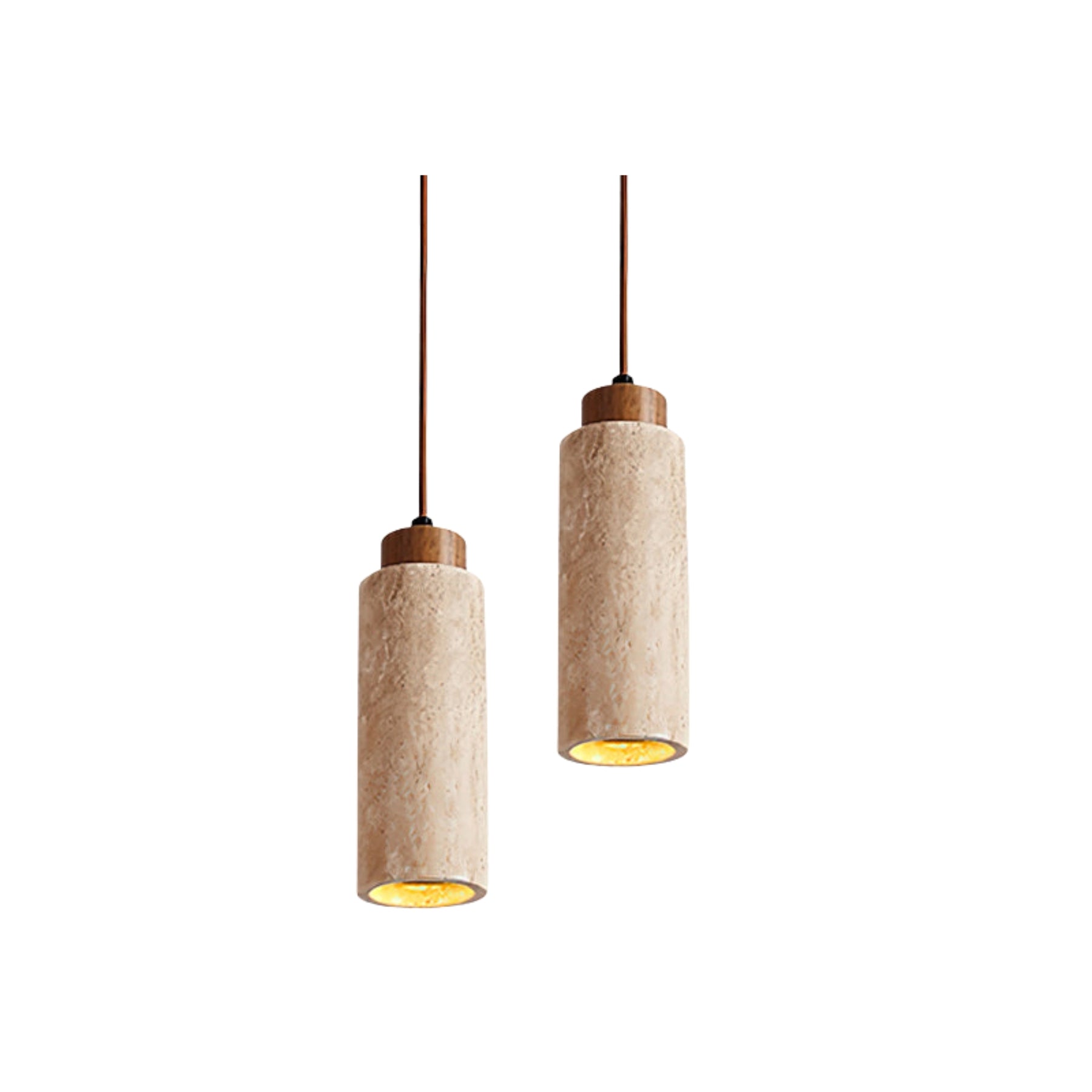 Pendant Light Travertine Stone Wood 25.0 cm Beige Dining Table Living Room LED Hanging Lamp Modern Minimalist Home Lighting | Thomler