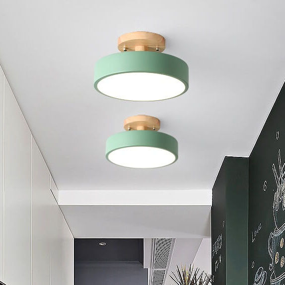 Semi-Flush LED Ceiling Light with Adjustable Color Temperature – Wood & Acrylic Design for Bedroom, Living Room & Hallway | Thomler