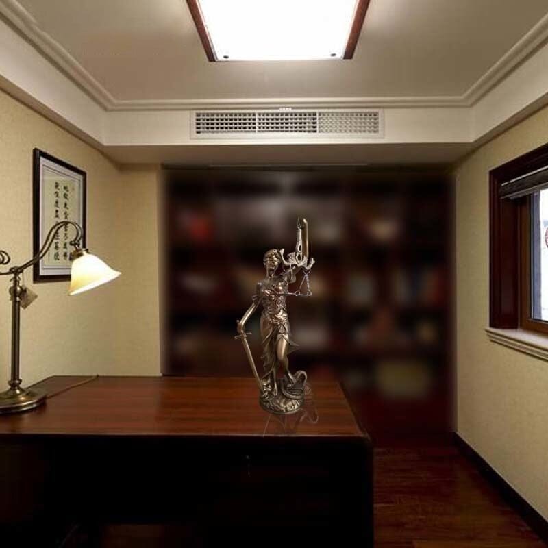 Decorative Sculpture Resin 30.0 cm Bronze Effect Office Desk Lady Justice Statue Legal Decor Home Library Ornament | Thomler