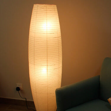 Floor Lamp Paper Shade 53.9 in Two Light White Black Bedroom Living Room Modern Standing Lighting | Thomler