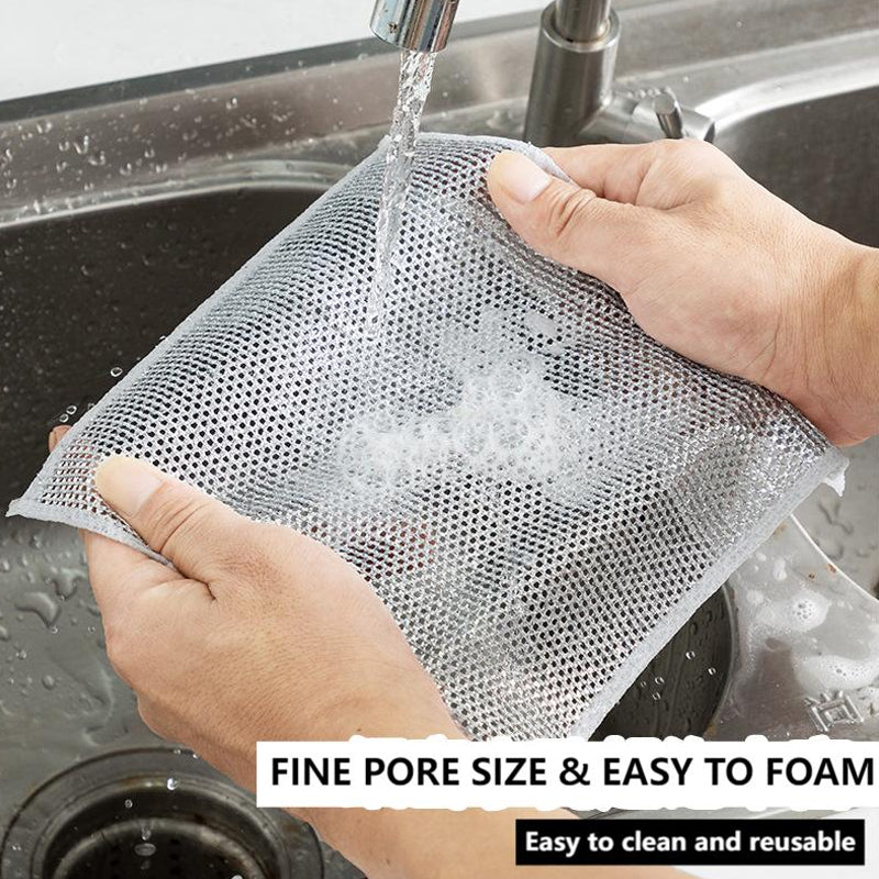 Nylon Mesh Dishcloth Set Safe for Nonstick Cookware Kitchen Cleaning Cloth Reusable Scouring Pad for Pots Pans Dishes Countertops | Thomler