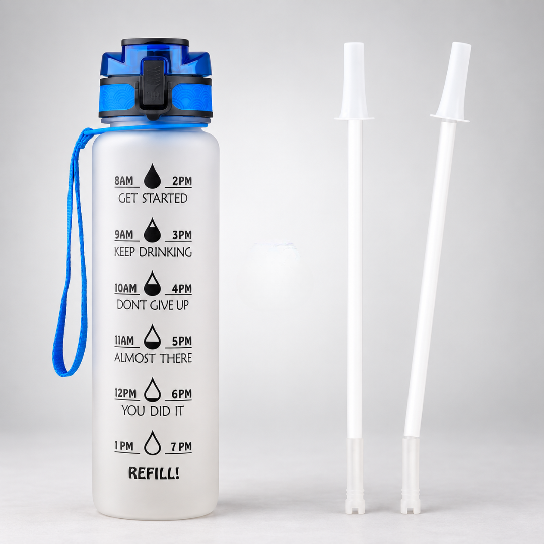 1L Time-Marked Water Bottle with Motivational Tracker for Daily Hydration Goals | Thomler