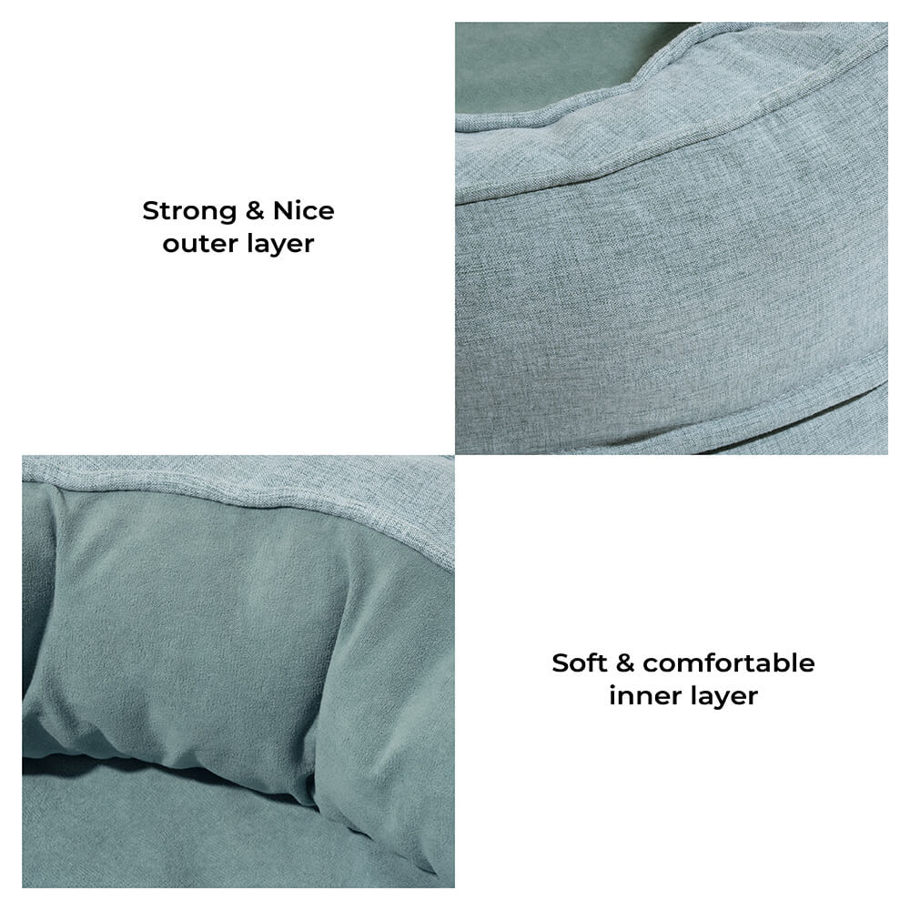 Round Bolster Pet Bed with Orthopedic Foam Support for Dogs | Raised Edge Calming Bed with Machine Washable Cover & Waterproof Liner | Thomler