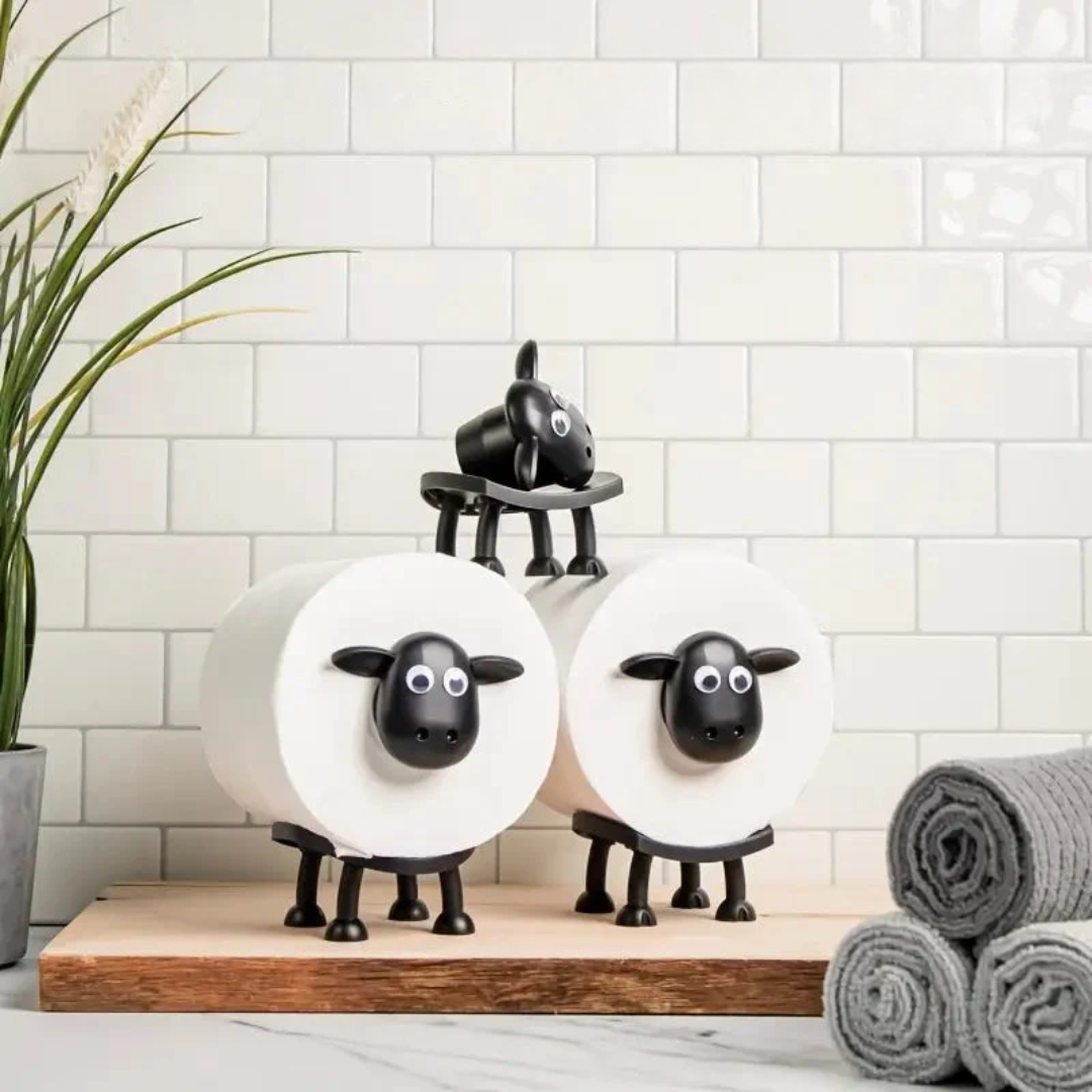 Toilet Roll Holder Sheep Design Set Of 3 Freestanding Bathroom Kitchen Roll Storage Organiser Decorative Countertop Holder | Thomler