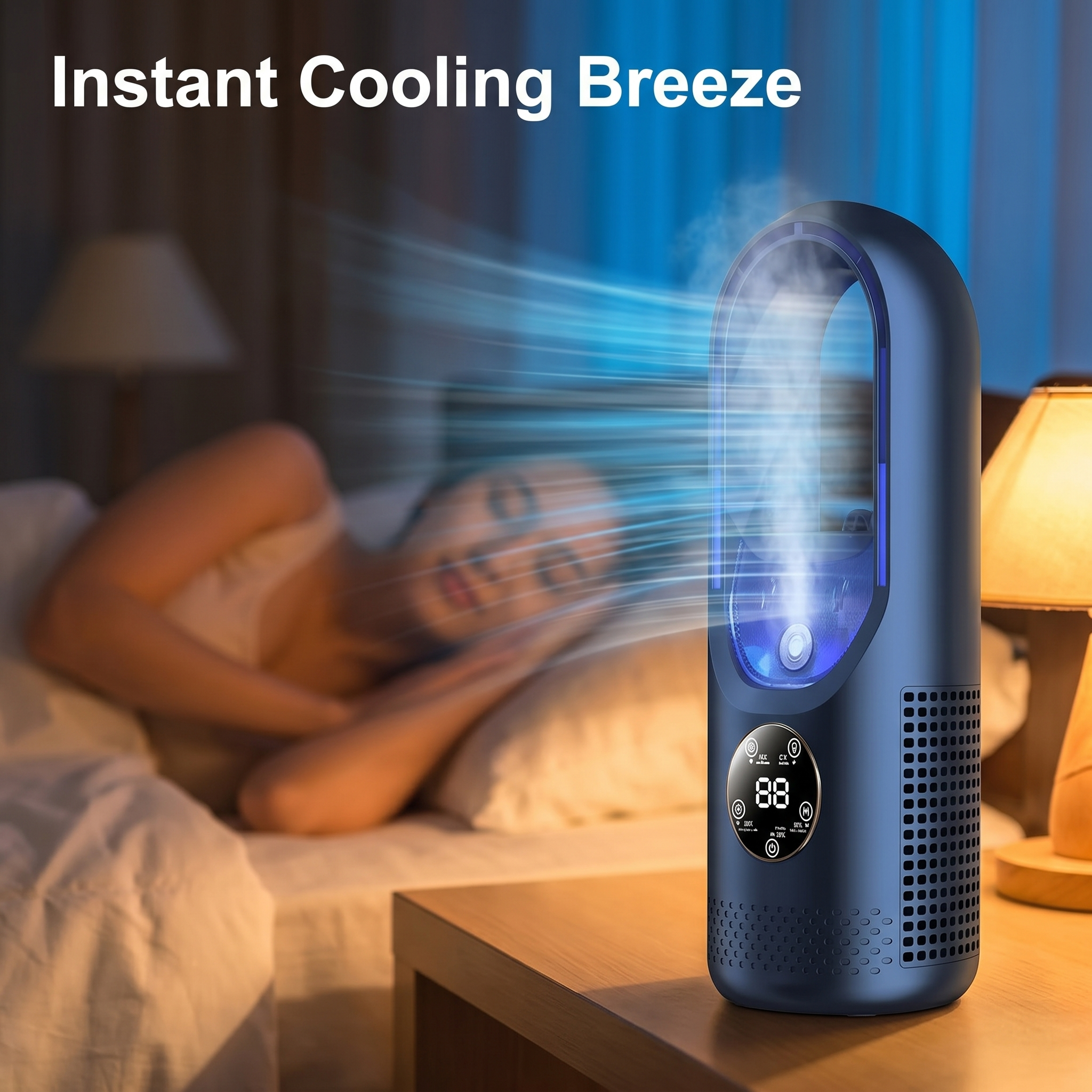 Personal Desktop Cooling Fan USB Powered 6 Speed Settings Quiet Operation Safety Design Compact Desk & Nightstand Use Home Office Bedroom Po | Thomler
