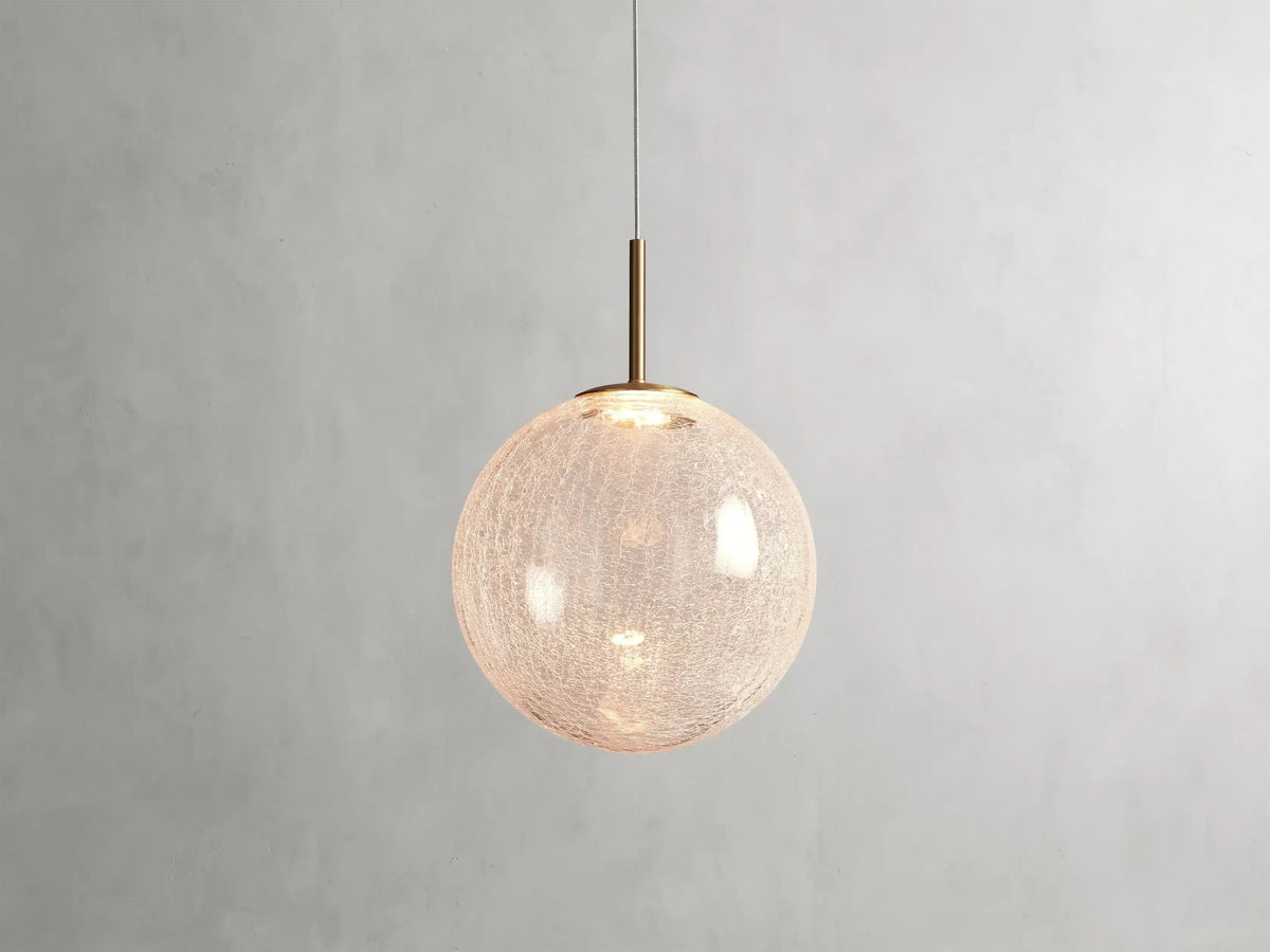 Handblown Glass Globe Pendant Light with Brushed Brass Finish and Integrated LED for Kitchen Island, Dining Room, Entryway, and Bedroom | Thomler