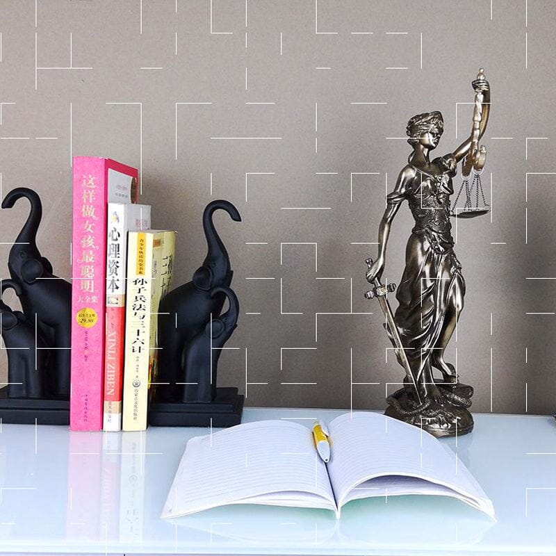 Decorative Sculpture Resin 30.0 cm Bronze Effect Office Desk Lady Justice Statue Legal Decor Home Library Ornament | Thomler