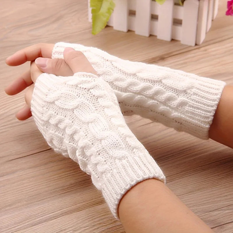 Fleece-Lined Half-Finger Mittens for Women – Thermal Knit Hand Warmers with Extended Cuff for Texting & Outdoor Activities | Thomler