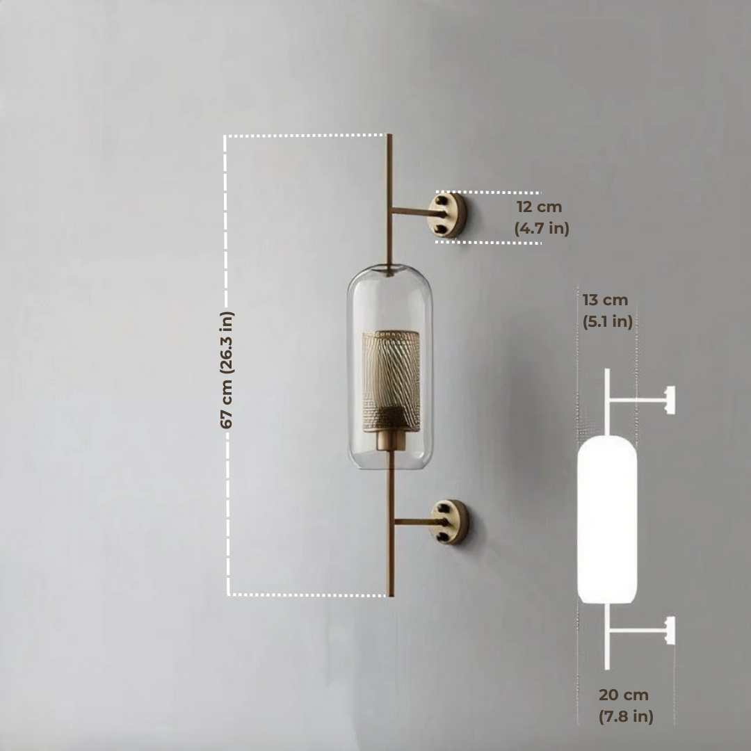 Glass Wall Sconce Light Fixture Gold Chrome Finish for Bathroom Bedroom Living Room Entryway Hallway Modern Minimalist Lighting | Thomler