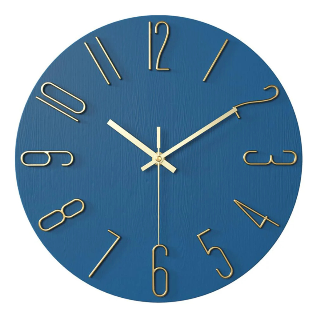Wall Clock Plastic 30.0 cm Brown Silent Quartz Living Room Bedroom Minimalist Scandinavian Home Office Timepiece | Thomler