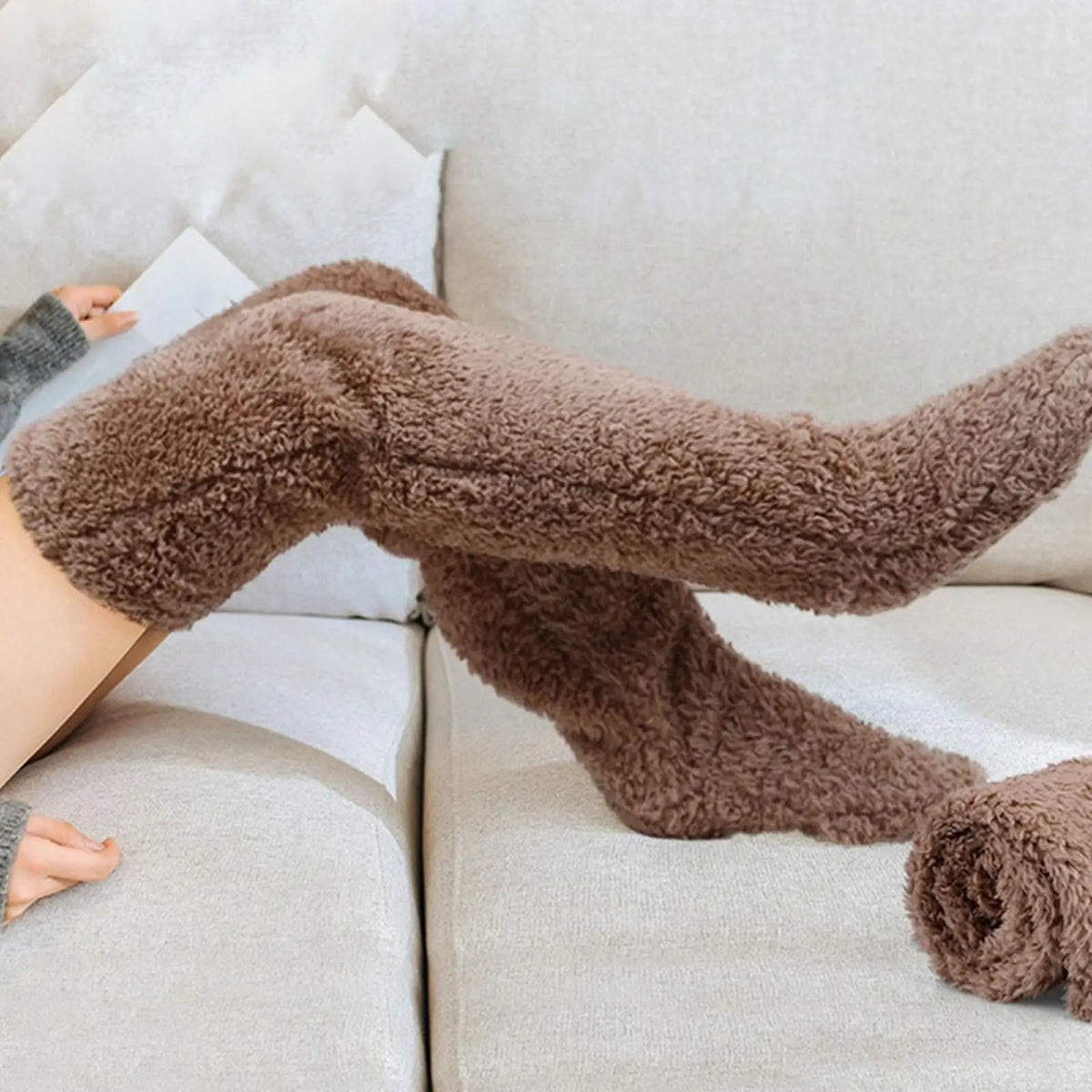 Over-the-Knee Plush Leg Warmers with Open-Sole Design – Soft Polyester Thermal Socks for Women & Teens – Footless Style for Home, Sleep & | Thomler