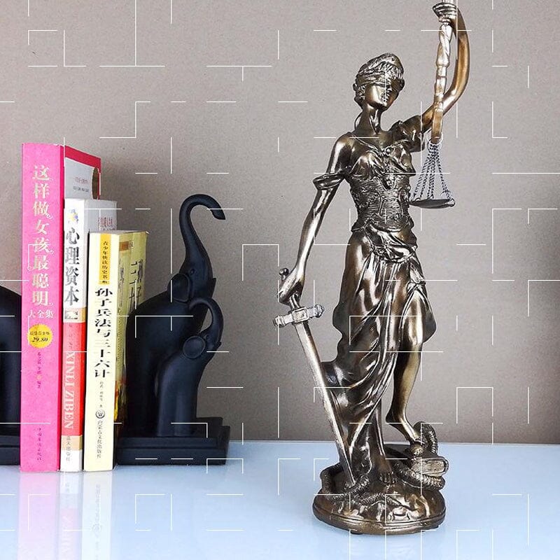 Decorative Sculpture Resin 30.0 cm Bronze Effect Office Desk Lady Justice Statue Legal Decor Home Library Ornament | Thomler