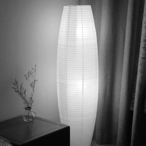 Floor Lamp Paper Shade 53.9 in Two Light White Black Bedroom Living Room Modern Standing Lighting | Thomler